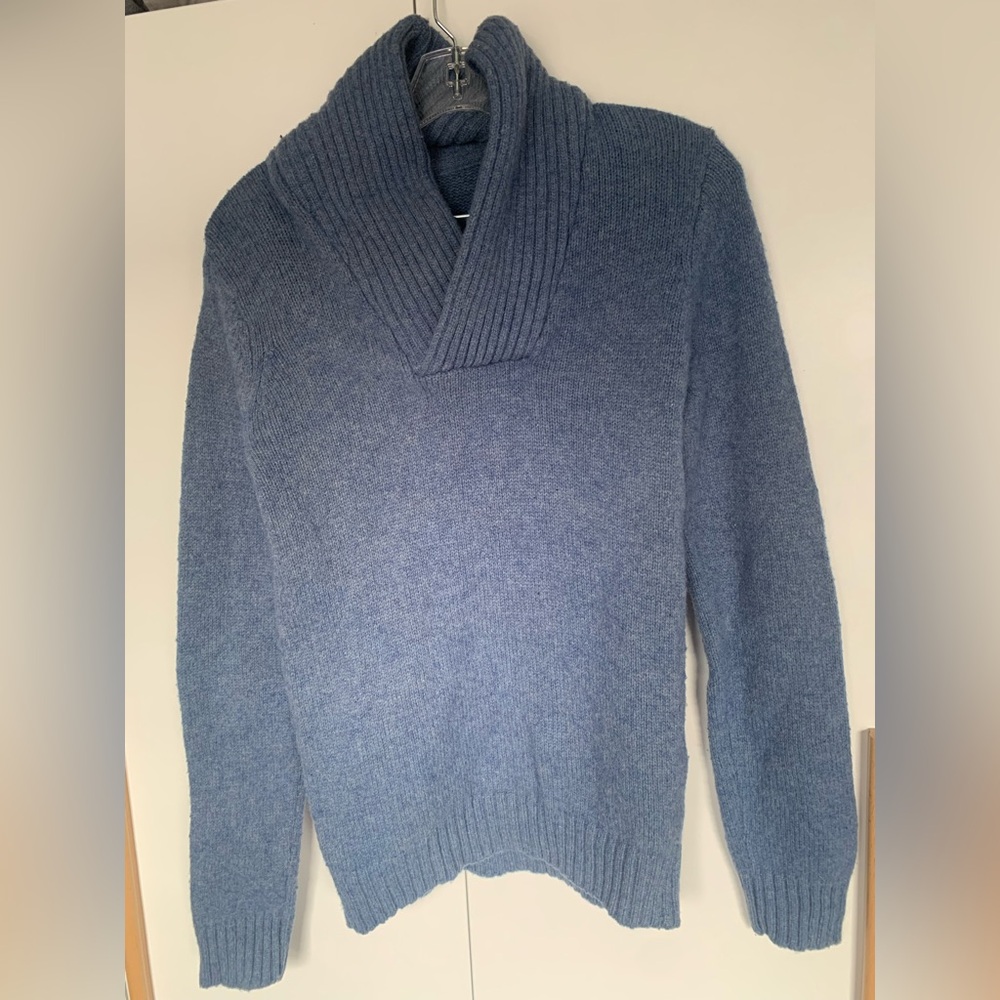 H&M Blue Shawl Collar Knit Sweater Men's Size Small in Excellent Condition